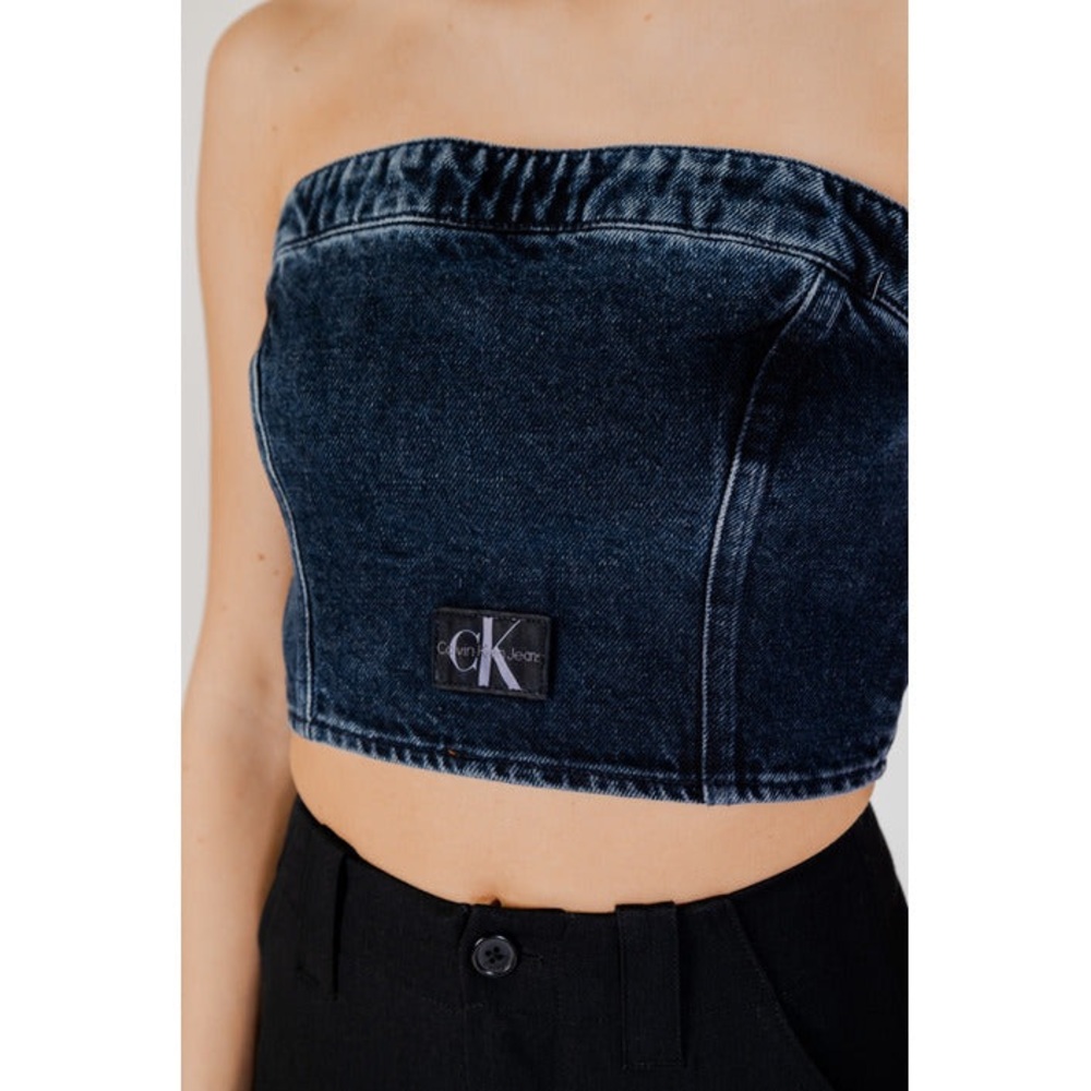 Calvin Klein Denim Strapless Top - Picture 2 of 9